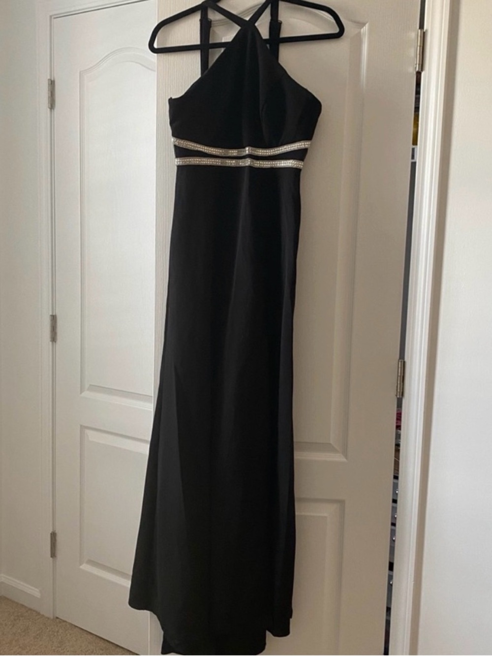 My Michelle Black Dress with Silver Beaded Waist